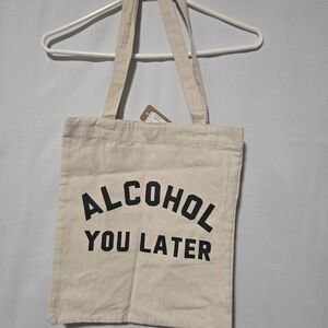 Canvas Tote with Bold Black Text
